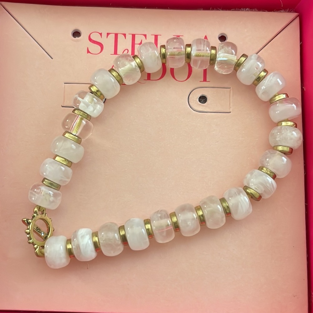 Stella & Dot Modern Bohemian Beaded Stretch Bracelet - White Multi